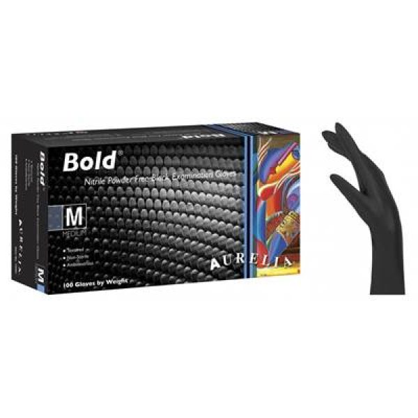 Γάντια Νιτριλίου χωρίς πούδρα Bold Aurelia 4.5mil Μαύρο