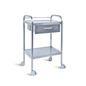 Τρολει νοσηλειας inox με 1 ραφι και συρταρι 40 x 60 x 80cm D-32