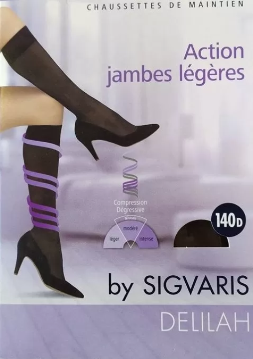 Γυναικείες  Κάλτσες Πρόληψης Φλεβίτιδας Κάτω Γόνατος Sigvaris Delilah 140 D 12-18 mmHg Caramel