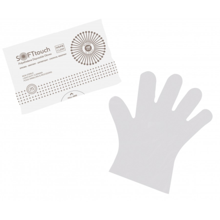 Γάντια Μιας χρήσης Διαφανή Πολυαιθυλενίου 100 Τεμαχίων Soft-Touch