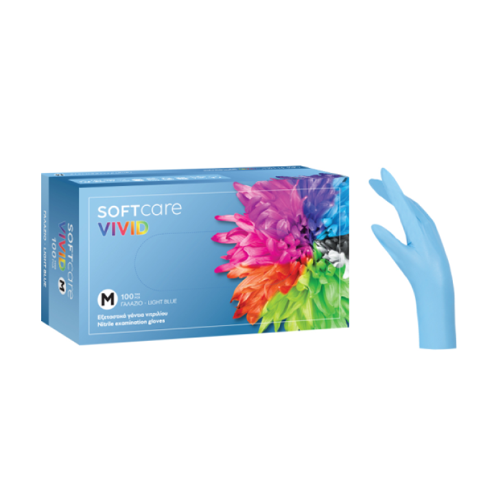 Γάντια Νιτριλίου Χωρίς πούδρα Soft Touch Vivid Γαλάζιο 100 Τεμαχίων