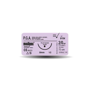 Ραμμα Medipac απορροφησιμο PGA 1 μηκους 75cm με βελονα 30mm J κοπτουσα 9156J