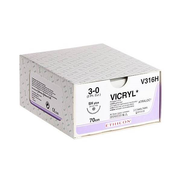 Ραμμα Ethicon απορροφησιμο Vicryl 3/0 μήκος 150cm χωρις βελονα Βιολετι W9024