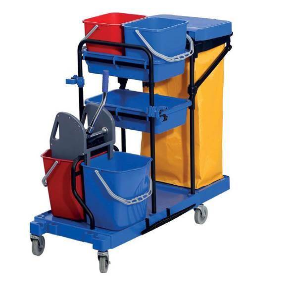 Τρολει καθαρισμου 132 X 75 X 110h cm, με δύο 5lit κουβαδακια, δυο κουβαδες 18lit και στιφτη