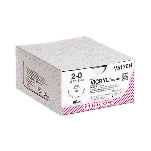 Ραμμα Ethicon απορροφησιμο Vicryl Rapide 2/0 μηκους 70cm με βελονα 24mm Αντ. Κοπτουσα 3/8 κύκλου V4430H