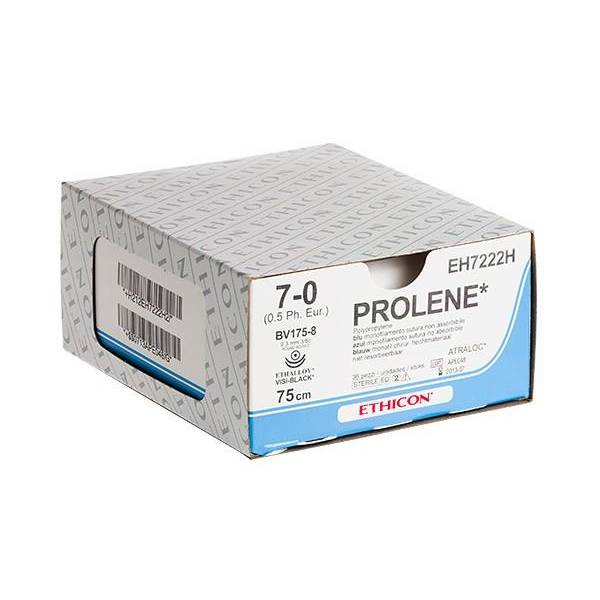 Ραμμα Ethicon Μη απορροφησιμο Prolene 5/0 μηκους 75cm με βελονα 26mm Στρογγυλη 1/2 κυκλου Μπλε F1821