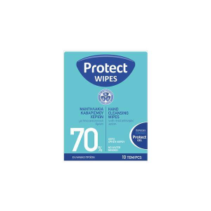 Αντισηπτικα μαντηλακια καθαρισμου χεριων Protect Wipes 10Τεμ
