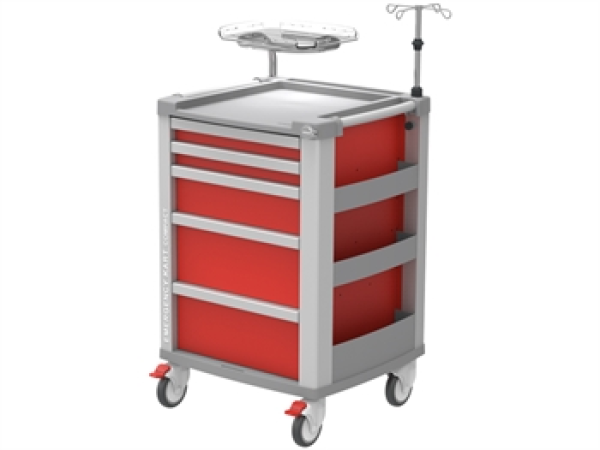 Τρολει Επειγοντων 5 Συρταρια 634 x 605 x h 975 mm Compact Kart Bieffe Κοκκινο