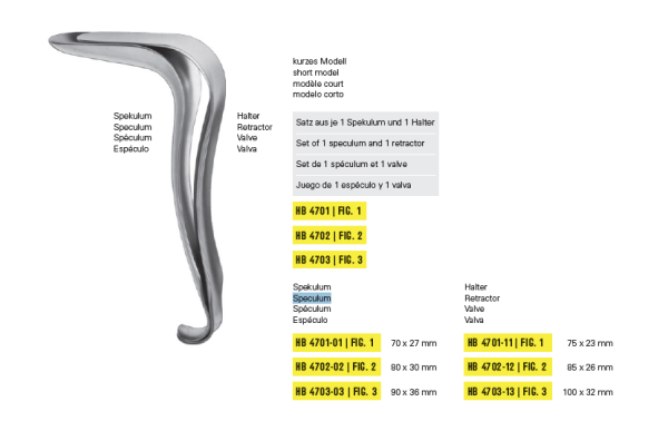 Βαλβη Γυναικολογικη μονη Kristeller short model Speculum 90 x 36mm Hebu HB4703-03