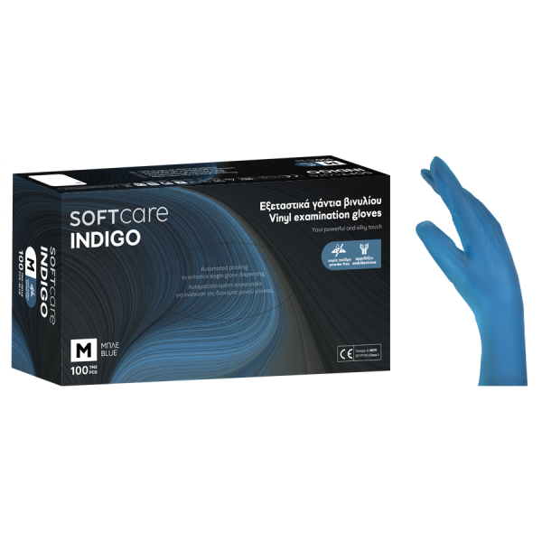 Γάντια Βινυλίου χωρίς πούδρα Soft Touch Μπλέ 100Τεμ.