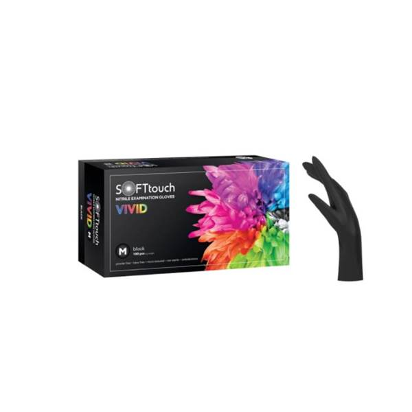 Γάντια Νιτριλίου Χωρίς πούδρα Vivid Soft Care Μαύρο 100 Τεμαχιων