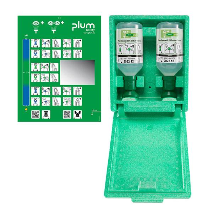 Σταθμος Πλυσης Οφθαλμων κλειστος Eye Wash Box με 2 συσκευες Πλυσης Οφθαλμων 2x500ml 0.9% PLUM 4650