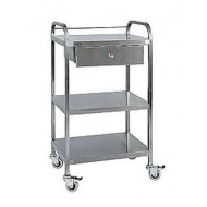 Τρολει νοσηλειας inox με 2 ραφια και συρταρι 40 Χ 60 Χ 80cm D10-32