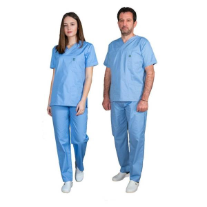 Σετ Ιατρικό Κοστούμι Unisex Classic ποπλίνα 160gr. 65-35% ALEZI Σιελ