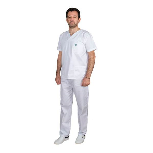 Σετ Ιατρικό Κοστούμι Unisex Classic ποπλίνα 200gr 65-35% ALEZI Λευκό
