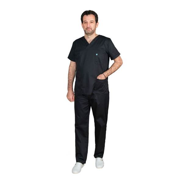 Σετ Ιατρικό Κοστούμι Unisex Classic ποπλίνα 160gr. 65-35% ALEZI Μαύρο