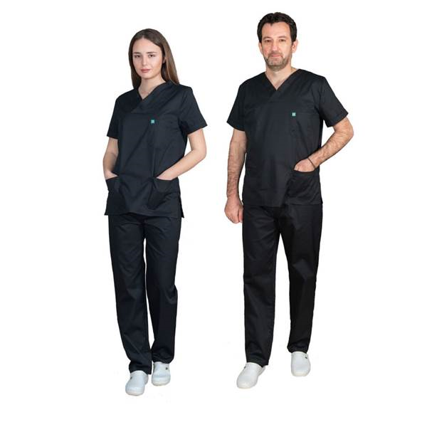 Σετ Ιατρικό Κοστούμι Unisex Classic ποπλίνα 160gr. 65-35% ALEZI Μαύρο