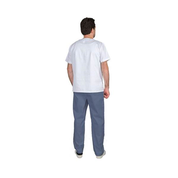 Σετ Ιατρικό Κοστούμι Unisex Classic ποπλίνα 160gr 65-35% ALEZI Λευκό-Γκρι