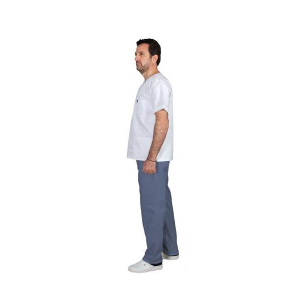 Σετ Ιατρικό Κοστούμι Unisex Classic ποπλίνα 160gr 65-35% ALEZI Λευκό-Γκρι