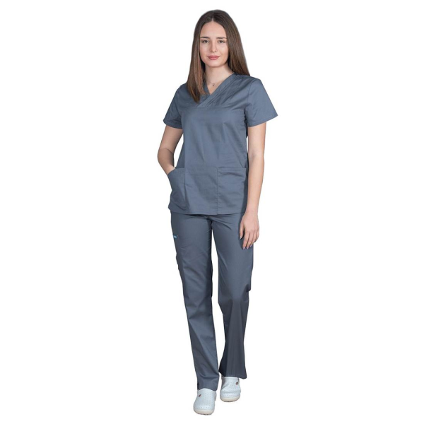 Σετ Ιατρικό Κοστούμι Classic Fit Γκρί Γυναικείο ποπλίνα 160gr. 65-35% ALEZI