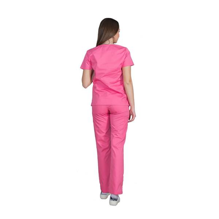 Σετ Ιατρικό Κοστούμι Γυναικείο Classic Fit Ροζ ποπλίνα 160gr. 65-35% ALEZI