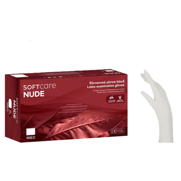 Γάντια Latex Χωρίς πούδρα Soft Care Nude 100Τεμ
