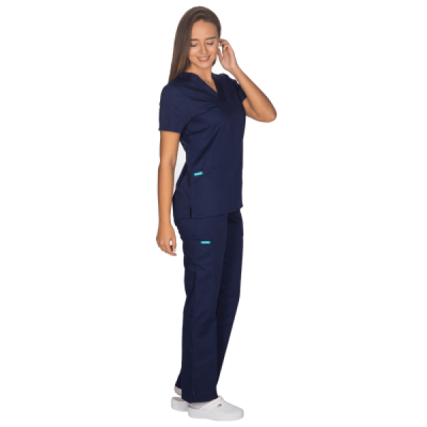 Σετ Ιατρικό Κοστούμι Γυναικείο Classic Fit Μπλέ Σκούρο ποπλινα 160gr. 65-35% ALEZI