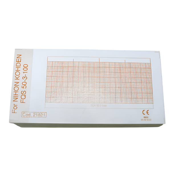 Χαρτι καρδιογραφου Nihon Kohden FQS 50-3-100 σε πακετο 50mm x 100mm x 300 φυλλα Κοκκινο