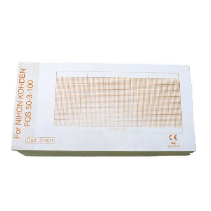 Χαρτι καρδιογραφου Nihon Kohden FQS 50-3-100 σε πακετο 50mm x 100mm x 300 φυλλα Κοκκινο
