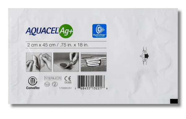 Επιθεμα Υδροινωδες με Αργυρο Aquacel Extra AG Ribbon 2cm X 45cm Κορδονι Convatec 413571 1Τεμ. Επιθεμα Υδροινωδες με Αργυρο Aquacel Extra AG Ribbon 2cm X 45cm Κορδονι Convatec 413571 1Τεμ.