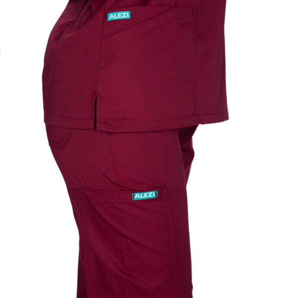 Σετ Ιατρικό Κοστούμι Γυναικείο Classic Fit Μπορντό ποπλίνα 160gr. 65-35% ALEZI