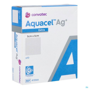 Επιθεμα Υδροινωδες με Αργυρο Aquacel Extra AG 5cm X 5cm Convatec 413566 1Τεμ. New Επιθεμα Υδροινωδες με Αργυρο Aquacel Extra AG 5cm X 5cm Convatec 413566 1Τεμ. New