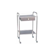 Τρολει νοσηλειας inox με 2 ραφια Λαμαρινας και 1 συρταρι 40 Χ 50 Χ 90cm 1102