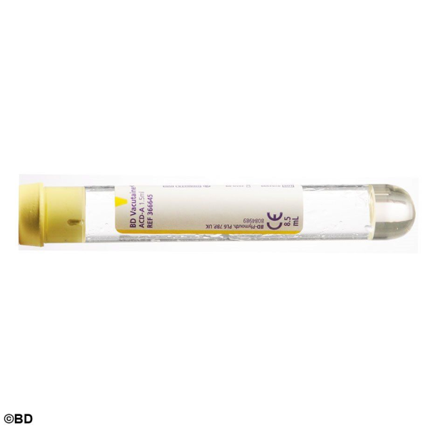 Σωληναρια Vacutainer PRP με αντιπηκτικο ACD Acid Citrate Dextrose 8,5ml (Κιτρινο πωμα) BD 366645 100τμχ