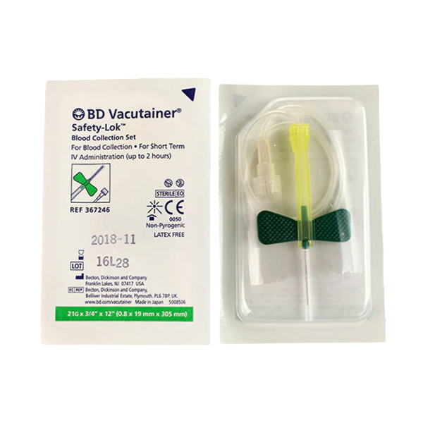 Πεταλουδες Αιμοληψιας Vacutainer Safety Lock 21G x 3/4 1/2 Πρασινο (0,8 x 19 mm) 30 cm tube χωρις LA BD 367246 50Τεμ. Πεταλουδες Αιμοληψιας Vacutainer Safety Lock 21G x 3/4 1/2 Πρασινο (0,8 x 19 mm) 30 cm tube χωρις LA BD 367246 50Τεμ.
